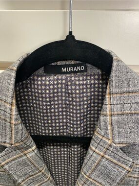 Murano Gray Blazer with Tan Windowpane Accents